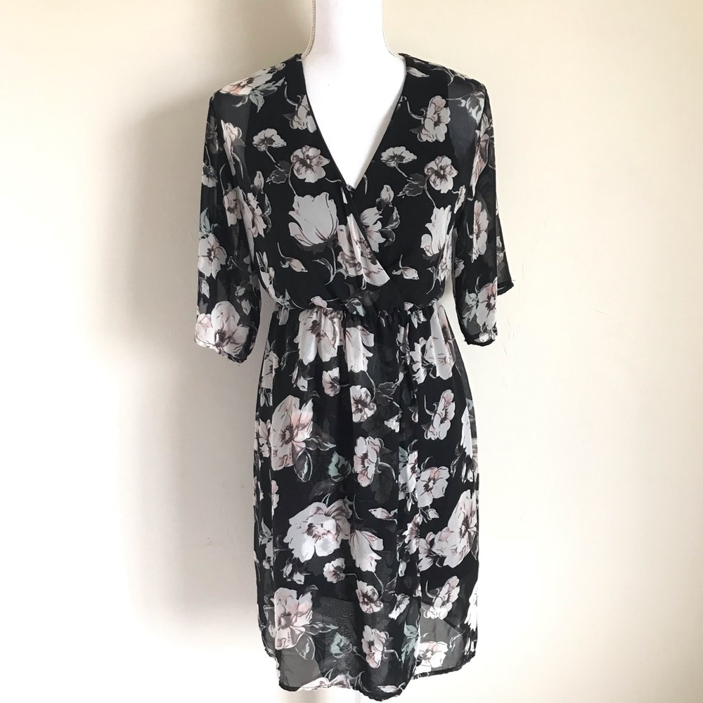 SIENNA SKY  black floral dress - size M